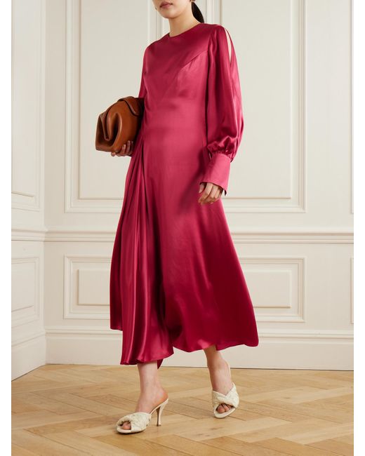 Robe Midi En Satin De Soie À Drapé Hayat Roksanda en coloris Red