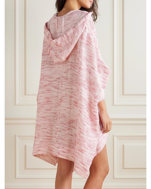 Lisa Marie Fernandez Pink Hooded Striped Linen-Blend Gauze Poncho