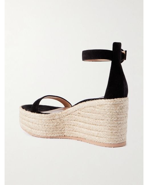 Gianvito Rossi Natural 45 Suede Espadrille Wedge Sandals