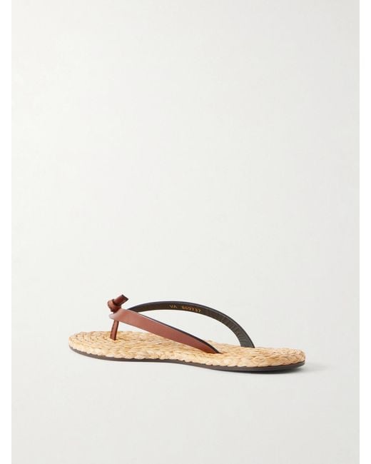 Saint Laurent Natural Pool Knotted Leather Flip Flops