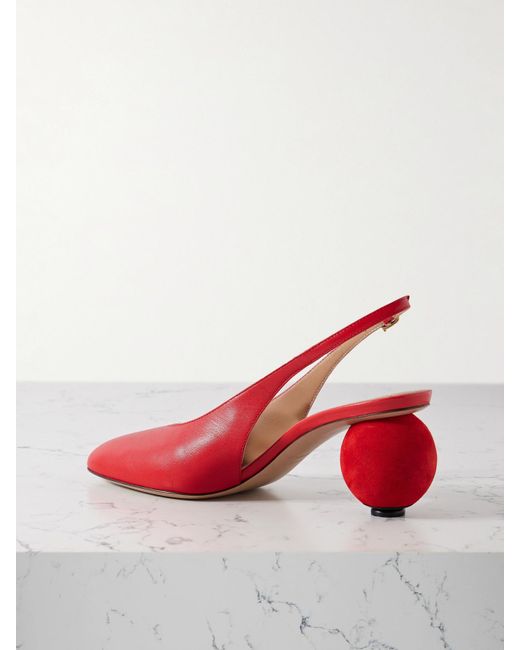 Escarpins À Brides Arrière En Cuir Et En Daim Tessie Ferragamo en coloris Red