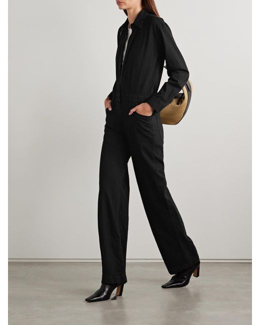 Rivet Utility Black Boyfriend Denim Jumpsuit