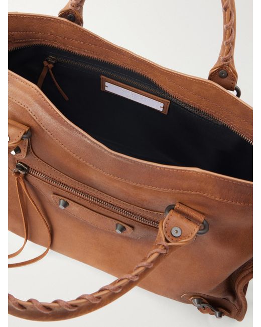 Balenciaga Brown Le City Crinkled-Leather Shoulder Bag