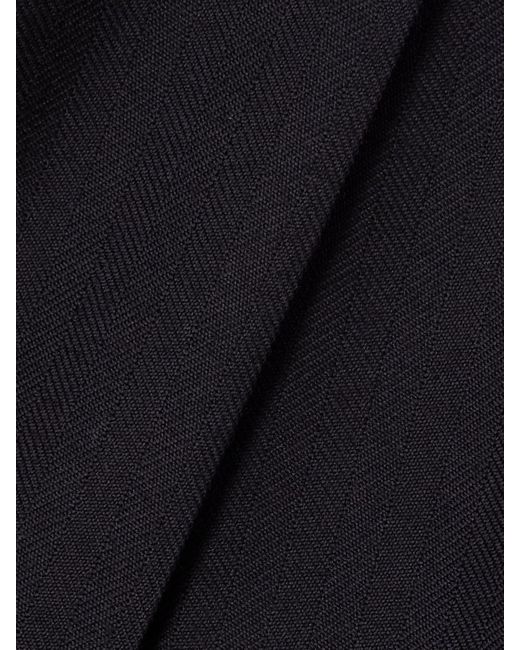 Dries Van Noten Blue Hose Mit Geradem Bein Aus Wolle Mit Fischgratmuster Und Falten