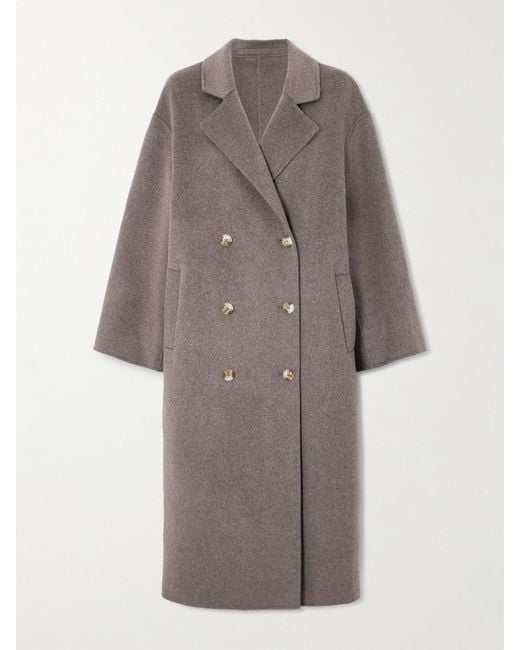 Manteau Oversize À Double Boutonnage En Laine Et Cachemire Mélangés Borneo Loulou de Saison en coloris Gray