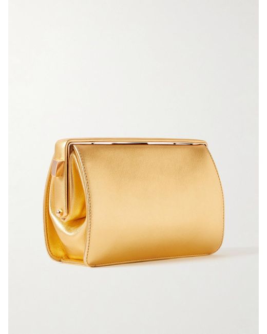 Gabriela Hearst Natural Carrington Clutch Aus Metallic-Leder