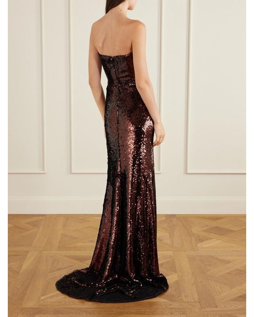 Alex Perry Brown Sequin-Embellished Gown