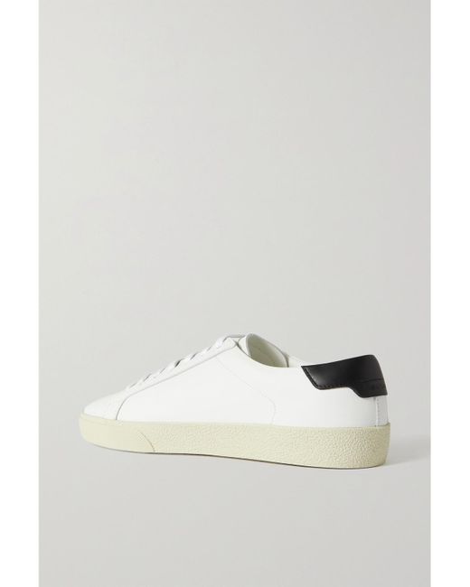 Saint Laurent Natural Court Classic Sl/06 Logo-Embroidered Leather Sneakers