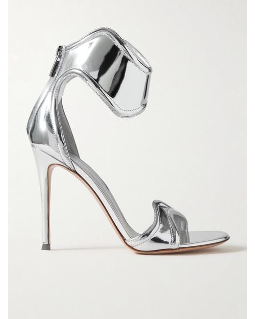 Gianvito Rossi White Lucrezia 105 Sandalen Aus Leder Mit Spiegeleffekt
