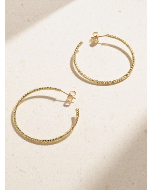 David Yurman Natural Cablespira 18-Karat Hoop Earrings
