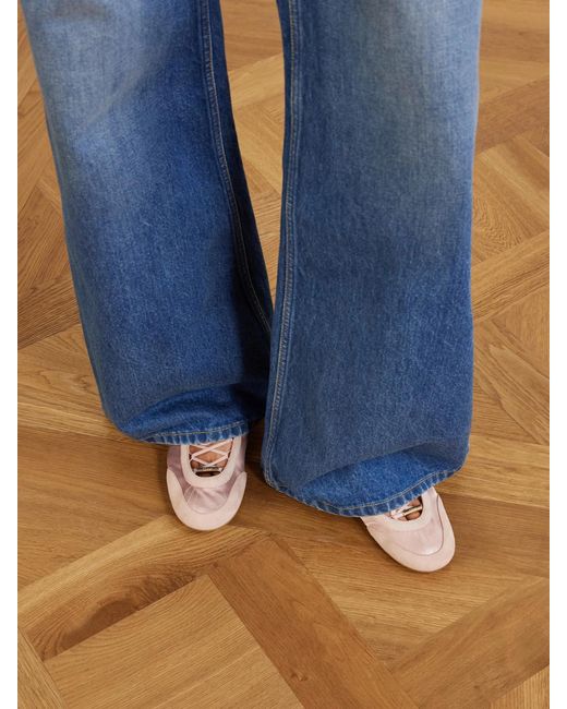 Chloé Pink Kick Suede-Trimmed Satin Sneakers