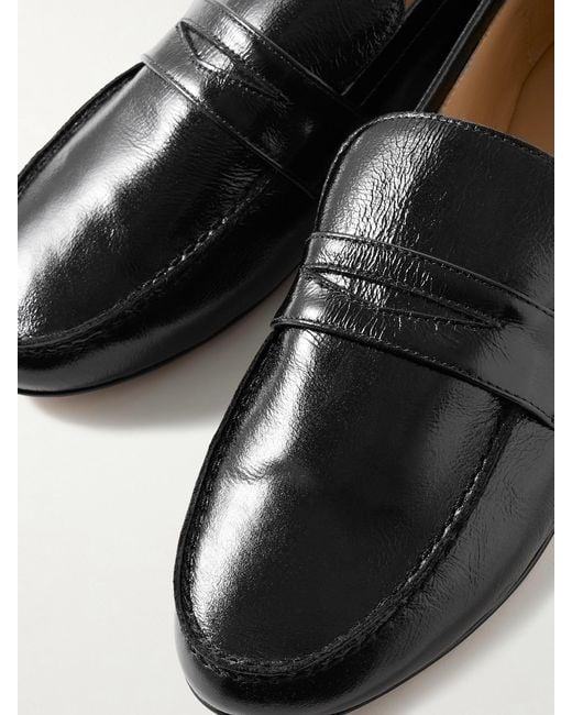 Jamie Haller Black Crinkled-Leather Loafers