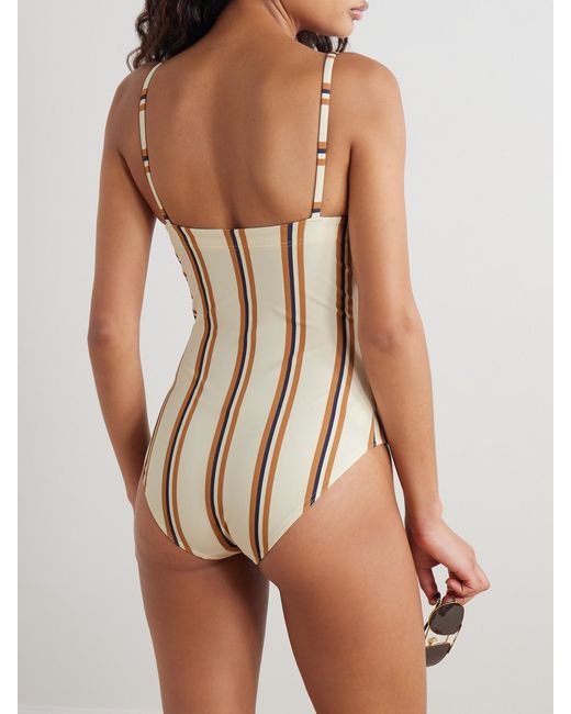 Eres Natural Iode Striped Jacquard Swimsuit