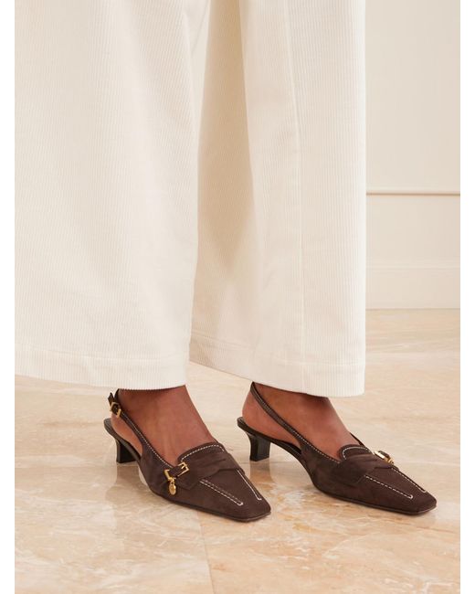 Tod's Brown 40 Logo-Detailed Suede Pumps
