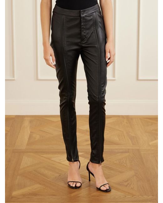 Tom Ford Black Zip-Up Leather Skinny-Leg Pants