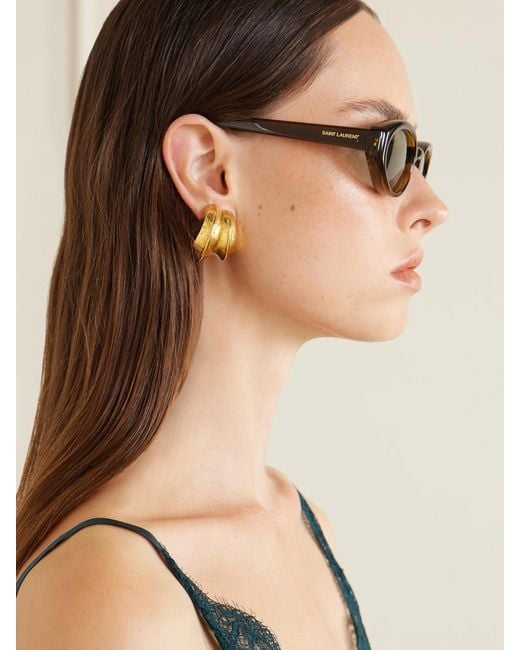 Saint Laurent Brown Sl 567 Plump Cat-Eye Injected Sunglasses