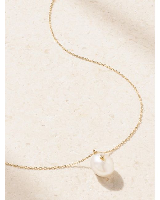 Mateo Natural 14-Karat, Pearl And Diamond Necklace