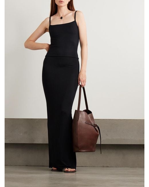 ÉTERNE Black Stretch-Jersey Maxi Skirt