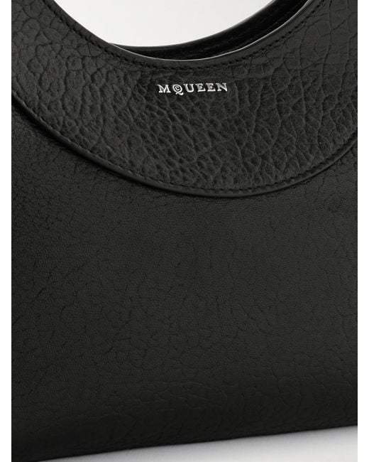 Alexander McQueen Black T-Bar Tote Aus Strukturiertem Leder Mit Verzierung