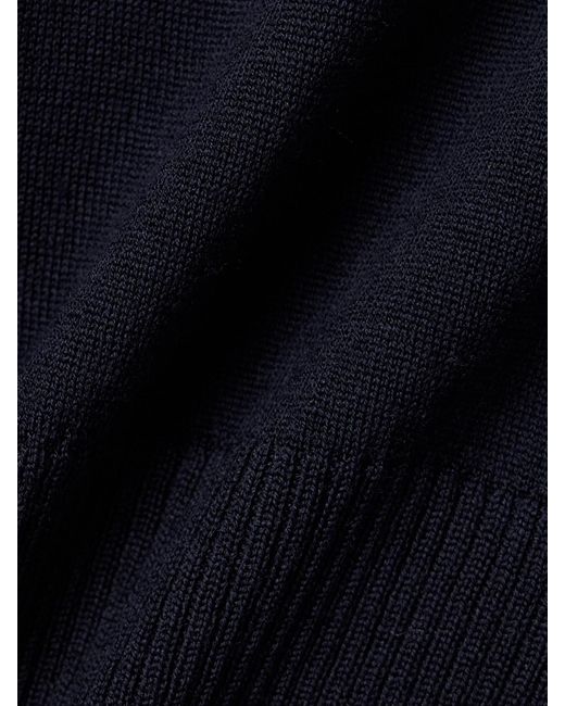 Khaite Blue Morgane Cropped Wool-Blend Polo Top