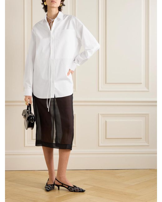 Gucci White Hemd Aus Baumwollpopeline Mit Bändern
