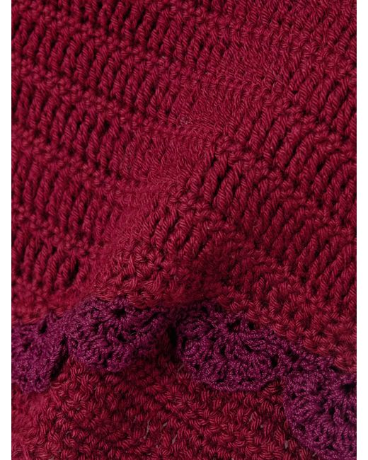 Magda Butrym Red Scalloped Crocheted Cotton Shorts