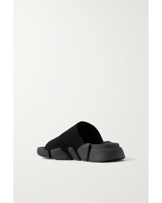 Balenciaga White Speed 2.0 Logo-Print Stretch-Knit Slides