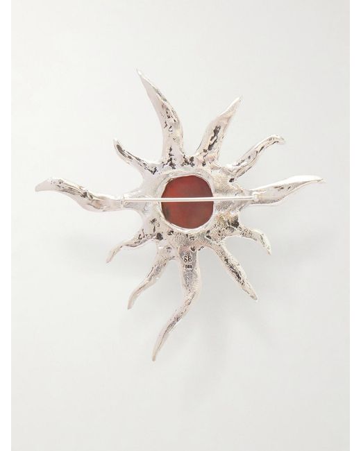Sophie Buhai White Ra And Carnelian Brooch