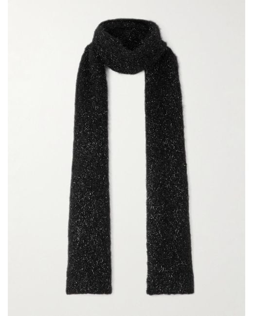 Dries Van Noten Black Metallic Wool-Blend Scarf