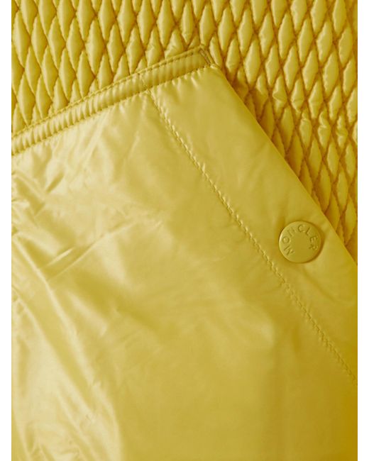 Moncler Yellow Apront Cropped Quilted Shell Down Bomber Jacket
