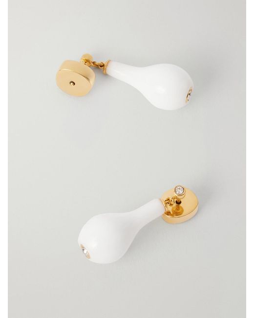Totême White Drop Crystal-Embellished-Plated Earrings