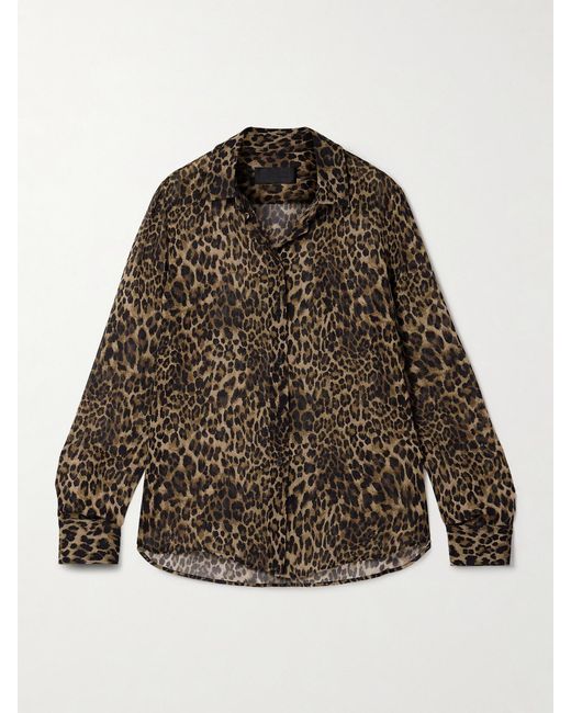 Nili Lotan Brown Gaia Leopard-Print Silk Crepe De Chine Shirt