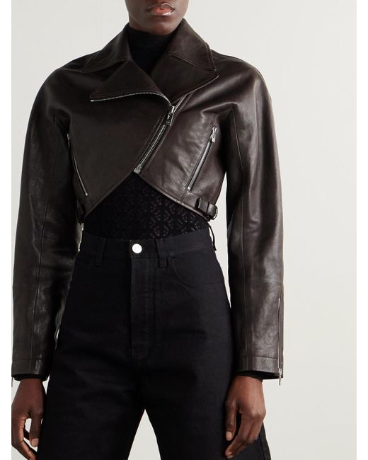 Alaïa Black Cropped Leather Biker Jacket