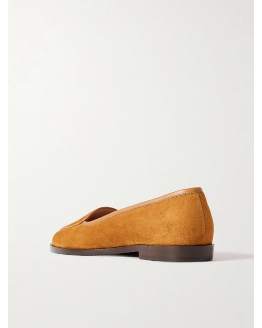 Bally Brown Edlyn Leather-Trimmed Suede Loafers