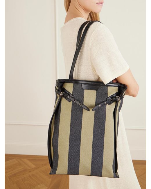 Proenza Schouler White North South Days Striped Leather-Trimmed Canvas Tote