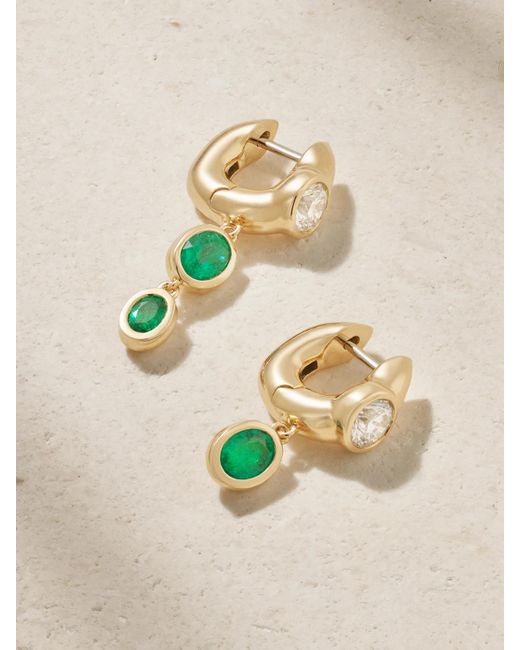 UNIFORM OBJECT White Tusk 18-Karat, Emerald And Diamond Earrings