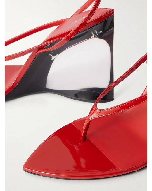 Alaïa Pink Tong 90 Patent-Leather Wedge Sandals