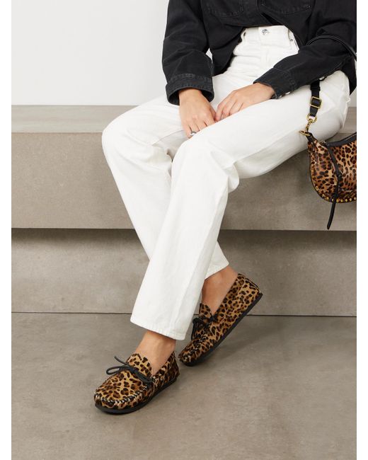 Isabel Marant Brown Fitza Loafers Aus Kalbshaar Mit Leopardenprint