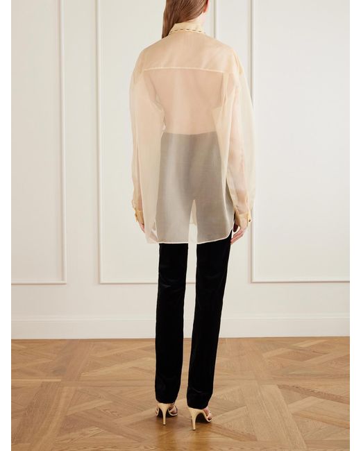 Khaite Natural Goya Embroidered Silk-Organza Shirt