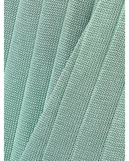 Calle Del Mar Green Ribbed-Knit Wide-Leg Pants
