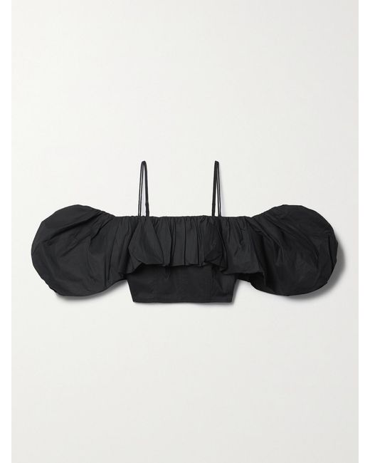 Haut Raccourci Épaules Nues En Popeline De Coton À Volants Carla Ulla Johnson en coloris Black