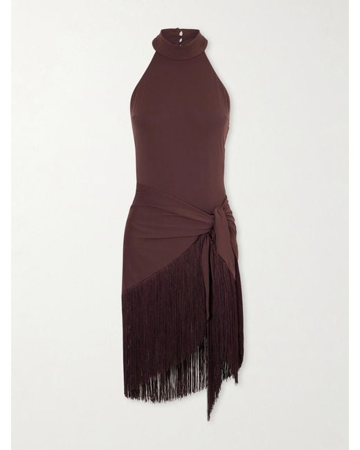 Taller Marmo Purple Artemis Swimsuit And Fringed Pareo Set