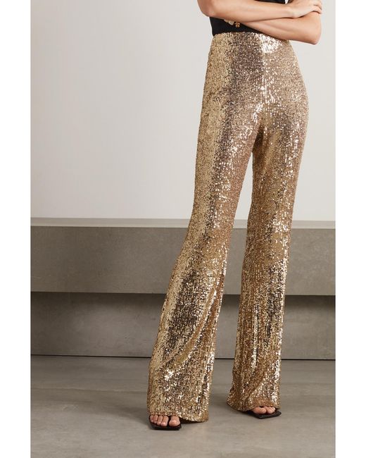 Akris Natural Sequined Stretch-Tulle Flared Pants
