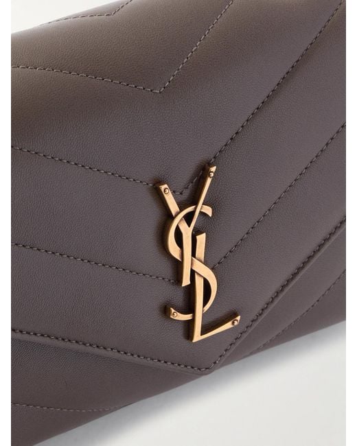 Saint Laurent Brown Loulou Schultertasche Aus Gestepptem Leder