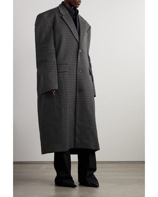 Balenciaga Oversized Houndstooth Cotton blend Coat in Grey Lyst UK
