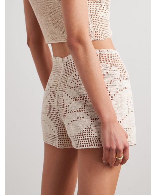 Magda Butrym Natural Crocheted Cotton Shorts