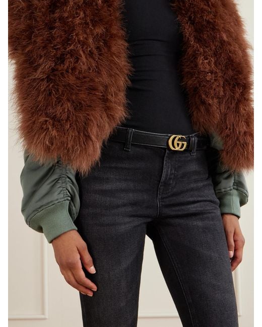 Gucci Blue Cut Gg Marmont Leather Belt