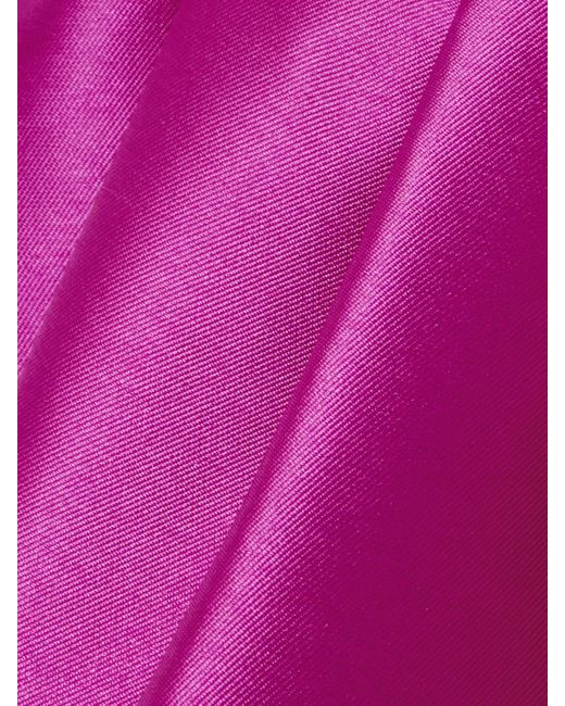 Solace London Pink Cassia Strapless Pleated Satin-Twill Gown