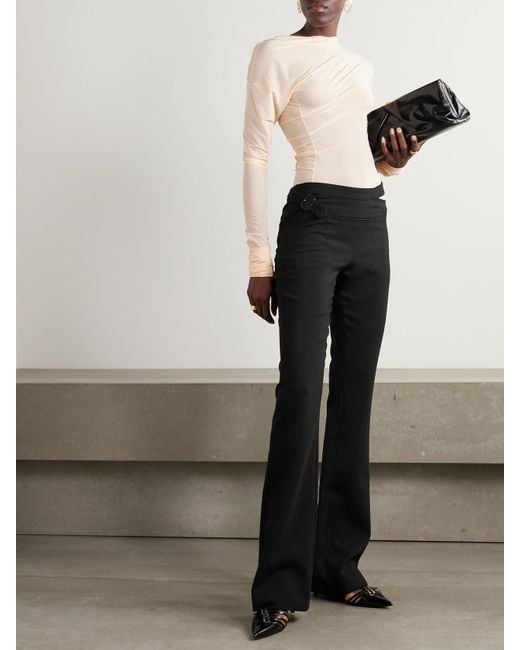 Courreges Black Schlaghose Aus Einer Wollmischung Mit Schnalle Und Cut-Out