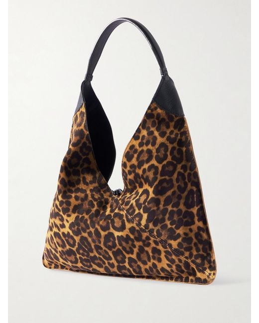 Hunting Season Brown Origami Medium Leopard-Print Suede Tote